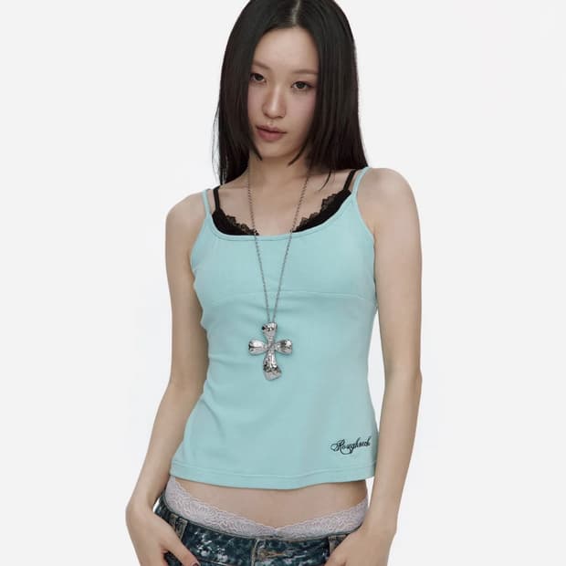 러프넥 Lace Layered Sleeveless 민트