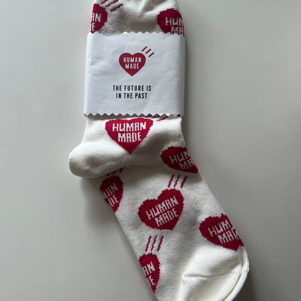 휴먼 메이드 하트 패턴 삭스 양말 레드 M