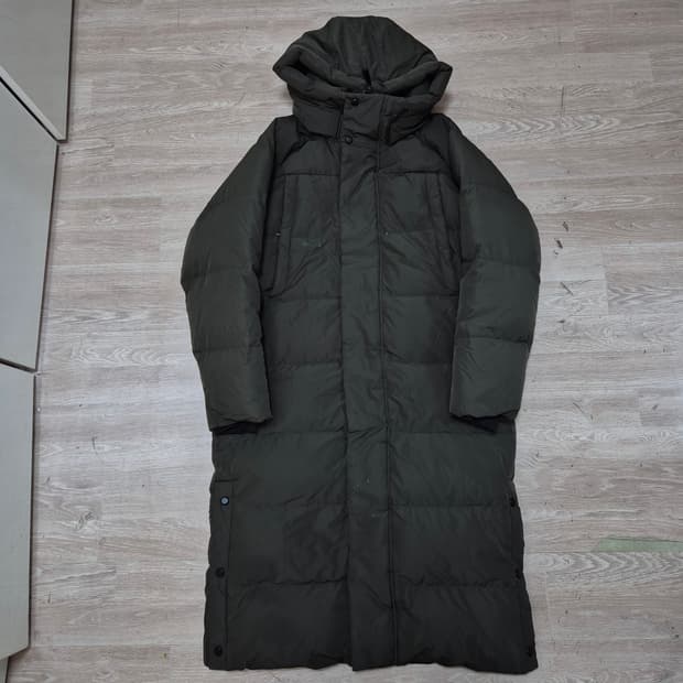 탑텐 폴라리스 카키 밀리터리 덕다운 후드 롱패딩 점퍼 M(95)