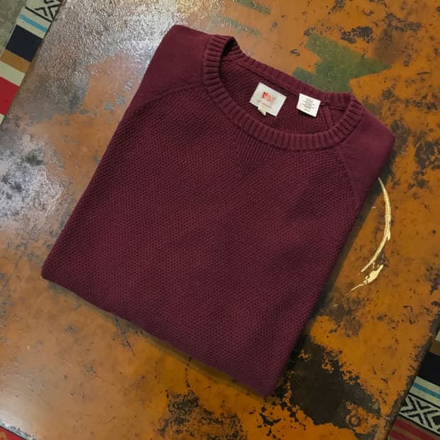 리바이스 버건디 코튼 나그랑 와플 니트 남성 102 여성 프리사이즈 