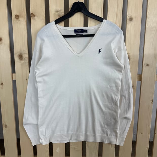 (S) 폴로 랄프로렌 아이보리 브이넥 니트