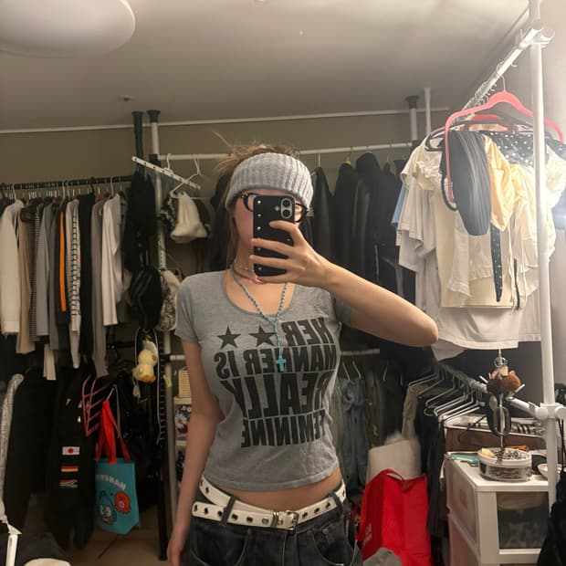 일본 빈티지 라운드넥 걸스 반팔티