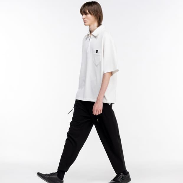 M) 지제로 와이드 카라 집업 반팔 티셔츠