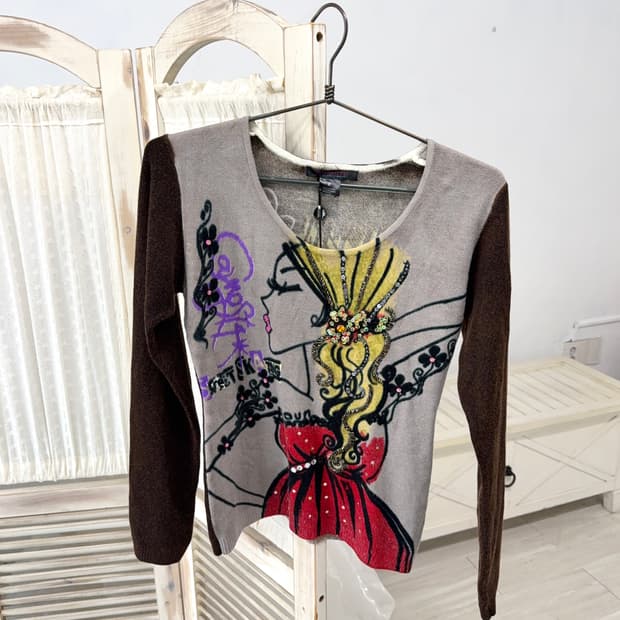 Kashitu y2k graphic knit long sleeve