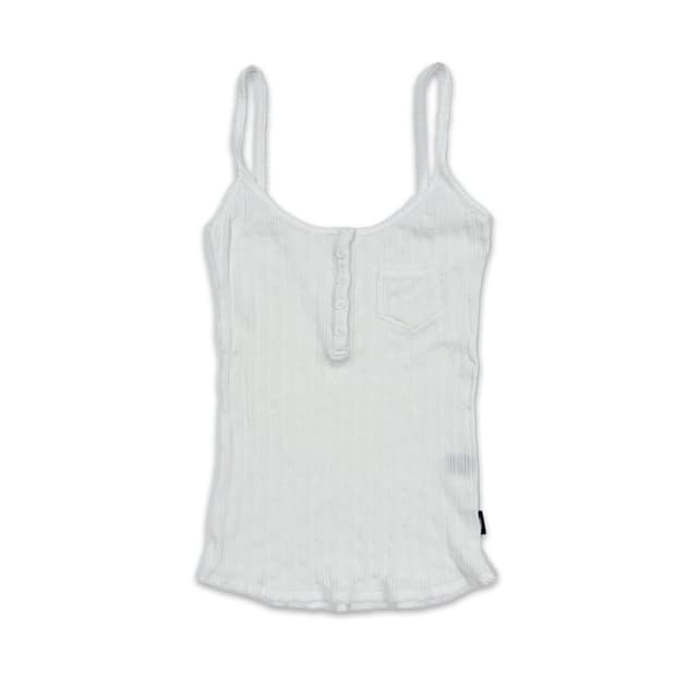 빈티지 화이트 하프 단추 슬리브리스