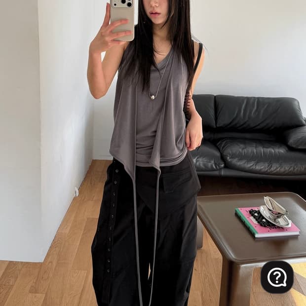 서울베이스드 스트랩 슬리브리스 그레이 새상품