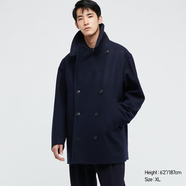 유니클로 X 질샌더 네이비 울 블렌드 피코트