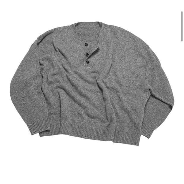 MJD 콘트라스트 넥 캐시미어 크롭 니트 멜란지 그레이 