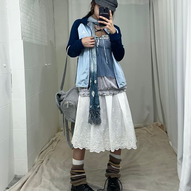 아디다스 캐주얼 히피 모리걸 블루 코디세트