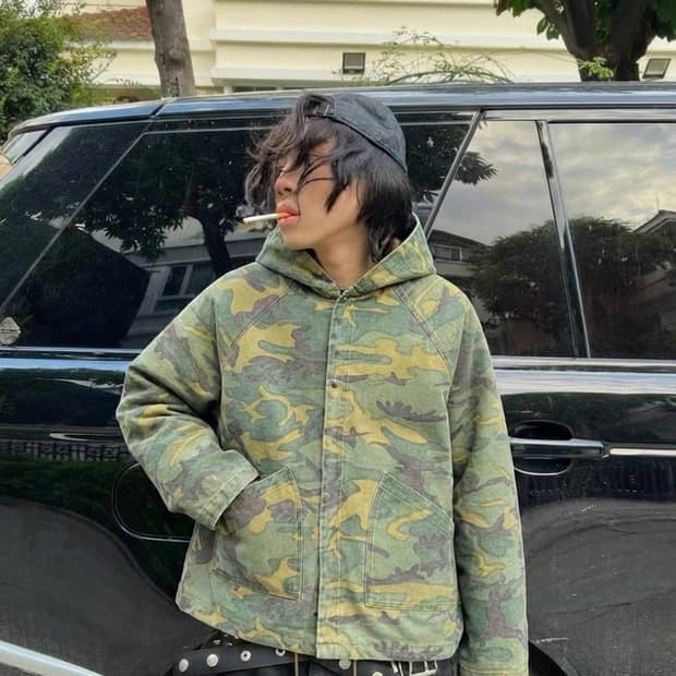 니들스 26ss 양면 후디드 카모 코튼 집업자켓