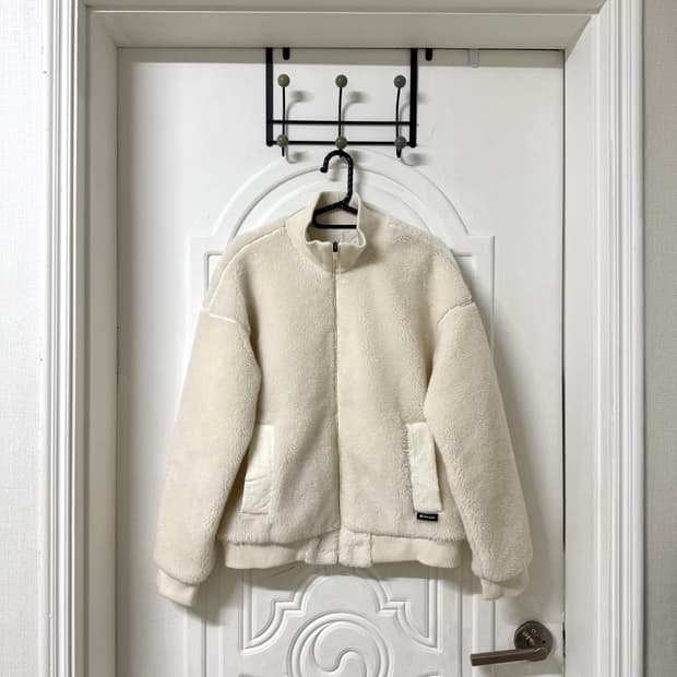 90사이즈 여성 스노우피크 뽀글이 후리스 집업 크림색