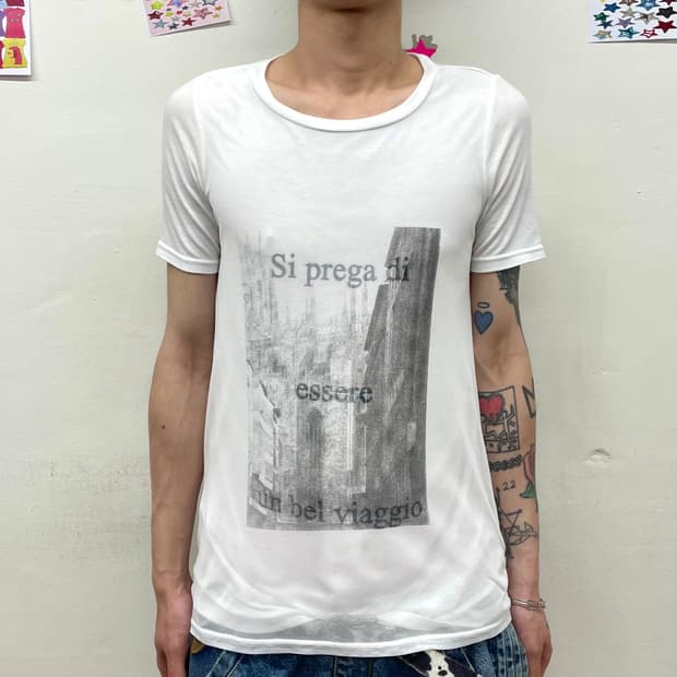 mesh lace layered T-shirt