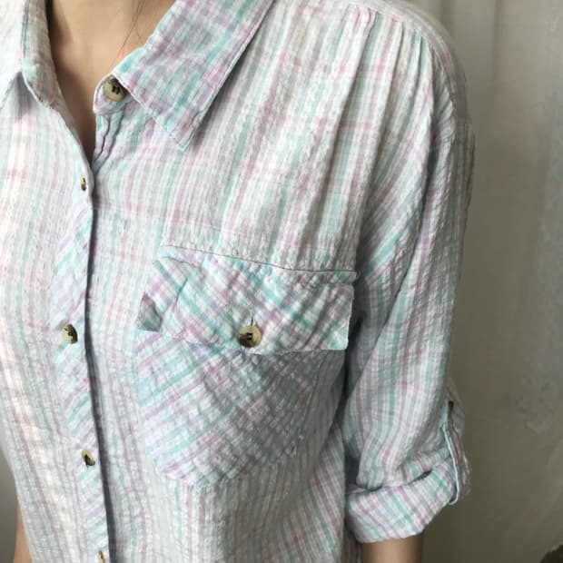 파스텔 체크 셔츠 