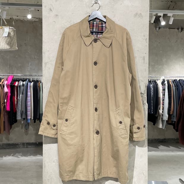 폴로 랄프로렌 베이지 앤 마드라스 체크 리버시블 발마칸 코트