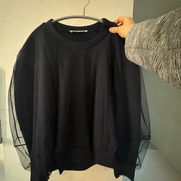 ENFOLD 네이비 컬러 블랙메쉬 상의 38