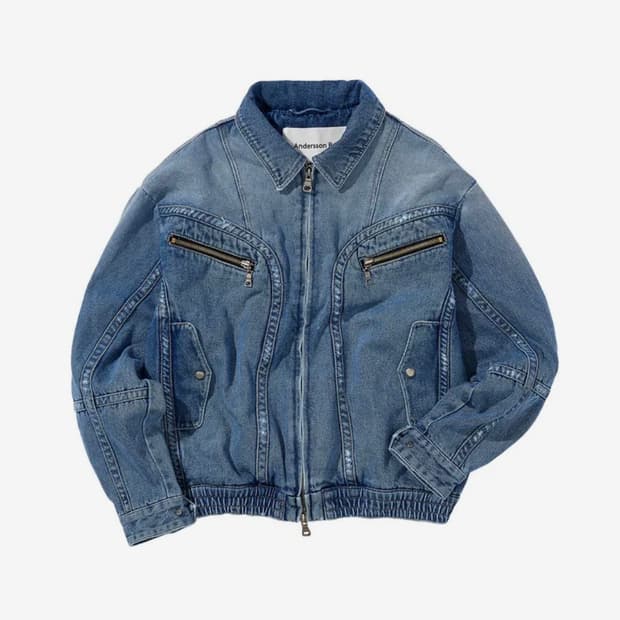 [앤더슨벨] 포인트 데님 블루종 자켓 (블루/XL)