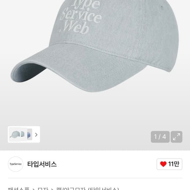 타입서비스 웹 모자 볼캡