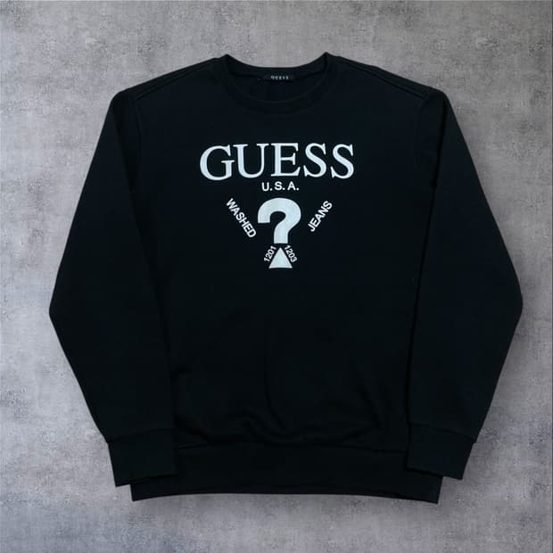 게스 y2k 빅로고 블랙 맨투맨