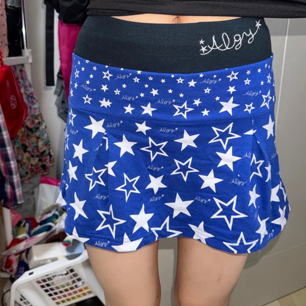 star pattern mini skirt japanese vintage