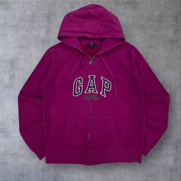 GAP 퍼플 컬러 스펠아웃 빅로고 후드 집업