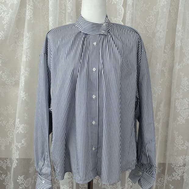 M) 마시모두띠 하이넥 스트라이프 블라우스 셔츠