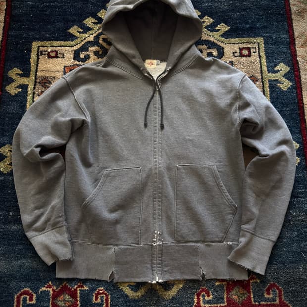 Two moon destroyed Dark gery Hood zip-up