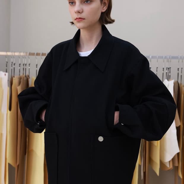 [M] yiyae 플래킷 스내퍼 자켓 트윌 블랙