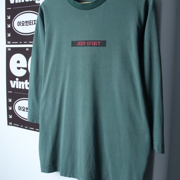 (L-XL) 지프 긴팔티셔츠 7부 그린 올드스쿨-H34994
