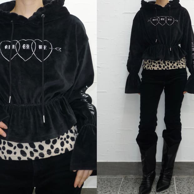 velvet cropped hoodi