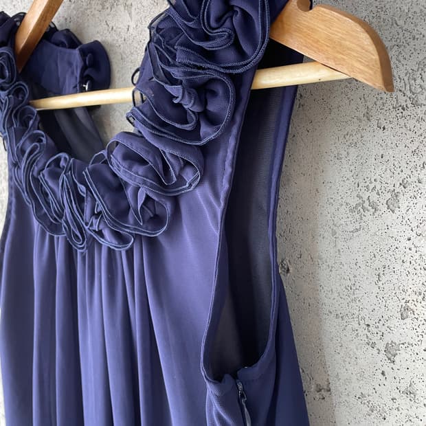 로즈 쉬폰 드레스 딥블루