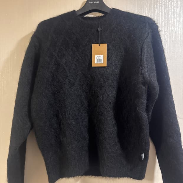 스투시 퍼지 래티스 크루 스웨터 블랙