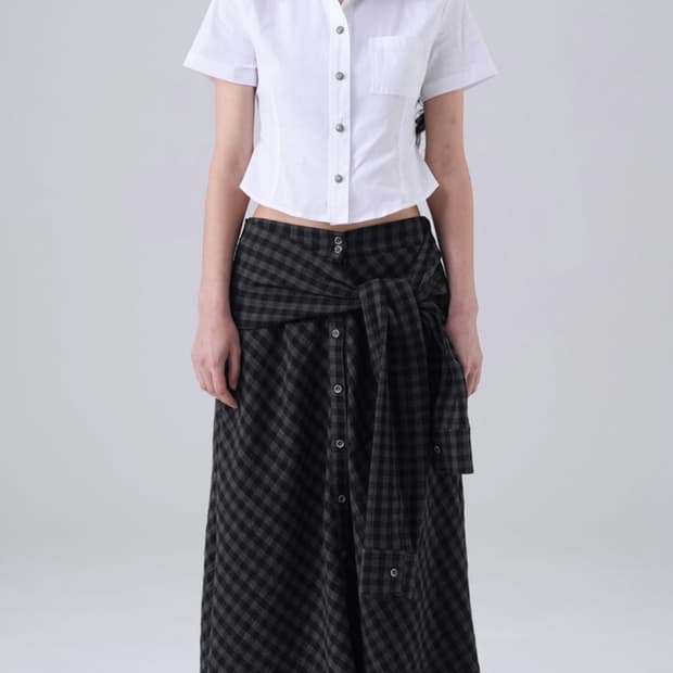 텐스댄스/파히섬) 체크셔츠스커트(새제품)