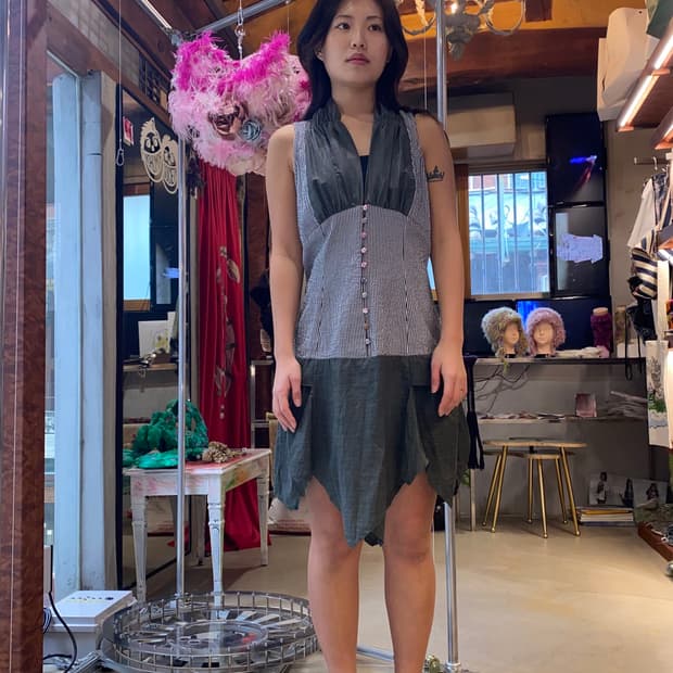 Vintage St-Martins 믹스드 패브릭 자수 드레스 (Copin