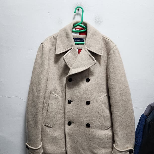 타미힐피거 더블 브레스티드 울 피코트