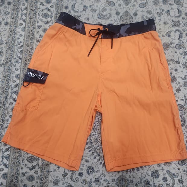 디스커버리 나일론 카모패턴 오렌지 반바지 32사이즈