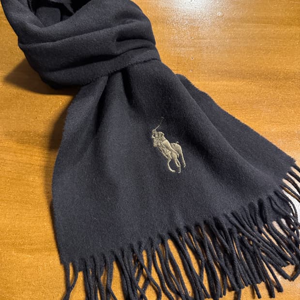폴로 랄프로렌 1990년대 포니 자수 램스울 머플러 블랙