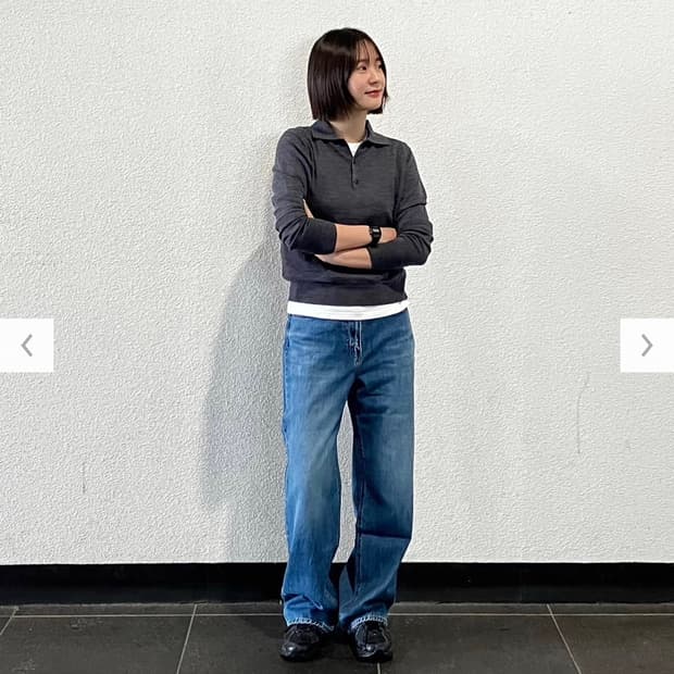 유니클로 와이드 스트레이트진 청바지 BLUE 24