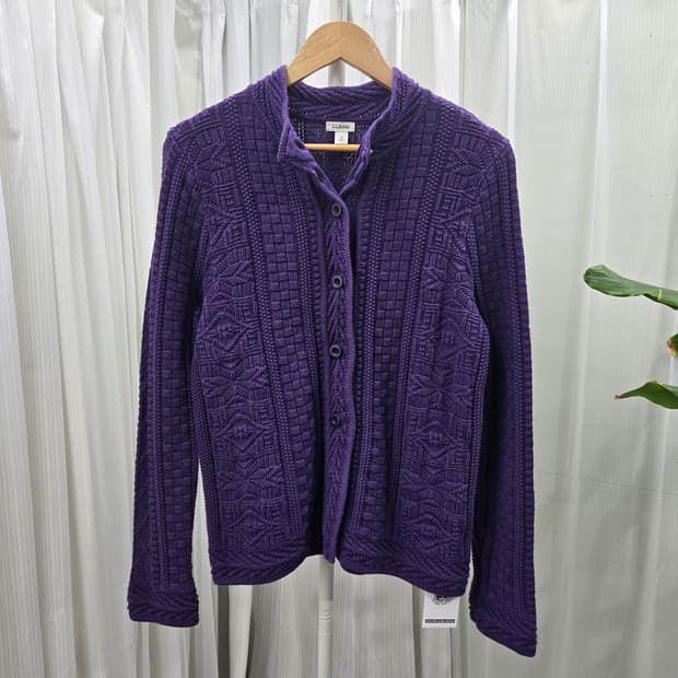 엘엘빈 L.L.Bean 크루넥 코튼 패턴 니트 가디건 1804