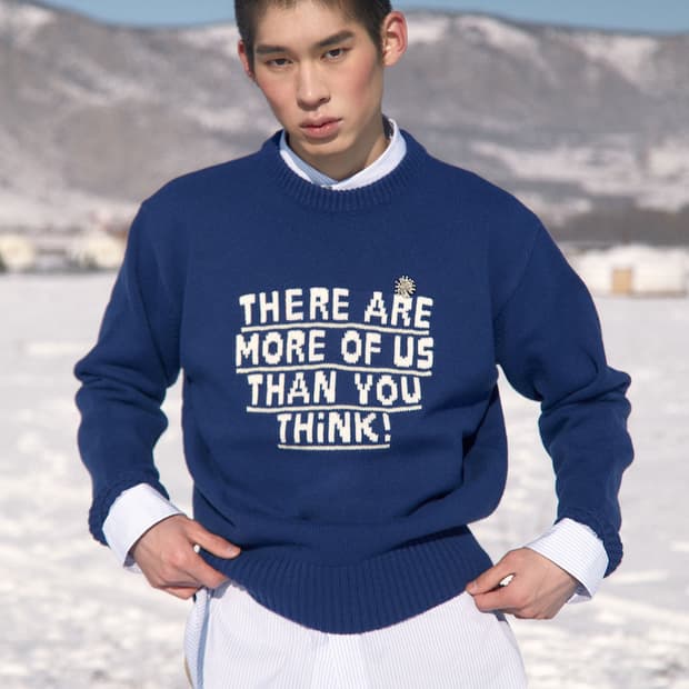 [L]23FW STU Lettering Printing Kint Blue