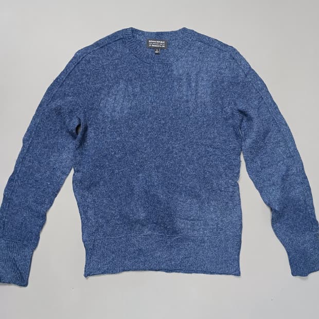 [S] 바나나리퍼블릭 울 100% 라운드넥 니트 스웨터 블루