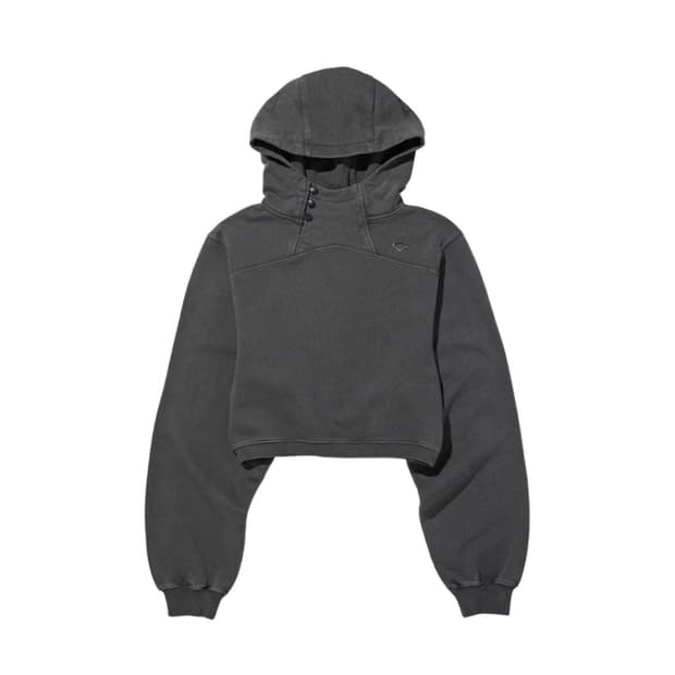 미스치프 사이드 버튼 업 크롭 후드 워시드 차콜 small