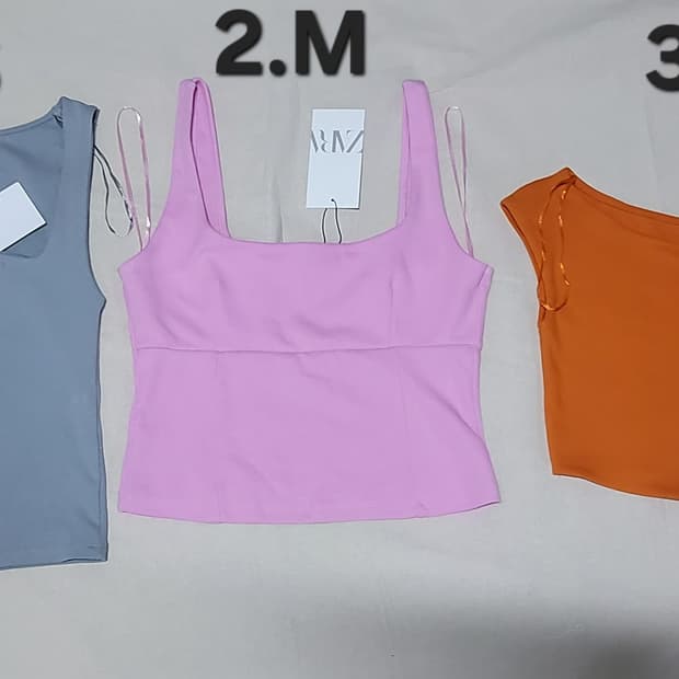 새상품 자라 스퀘어넥 나시 민소매 크롭탑 3종 S M 55 66
