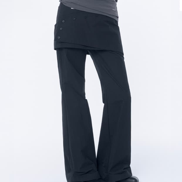 미세키서울 레이어드 버튼 랩 스커트 팬츠