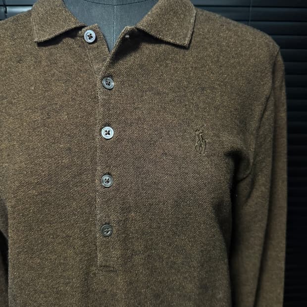폴로 랄프로렌 PK 카라 긴팔 티 울 코튼 혼방 브라운 갈색 L 100 