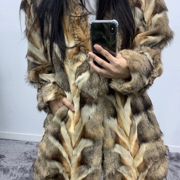 천연 모피 퍼 코트