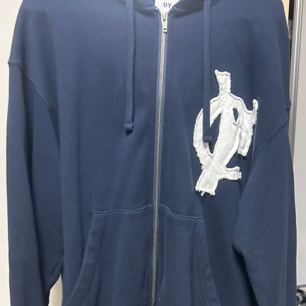 오와이 로고 후드집업 네이비