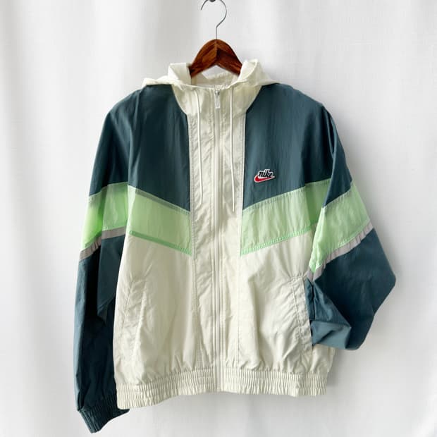 나이키 나일론 후드 바람막이 자켓 그린 XL