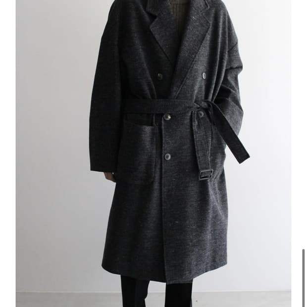 요코사카모토 23AW 로브 더블 코트 그레이