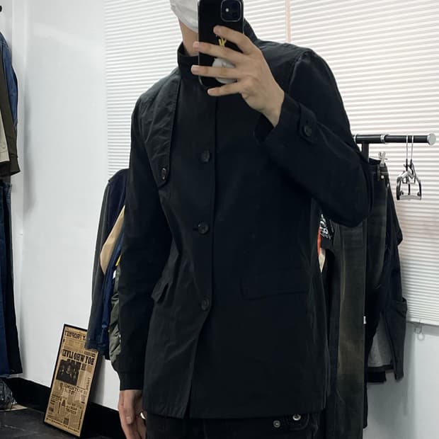 XL 우영미 솔리드옴므 하이넥 비대칭 바람막이 자켓