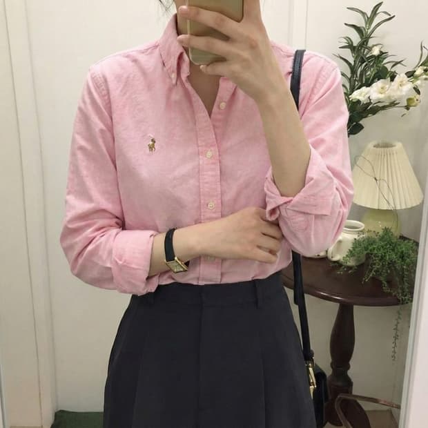 폴로 스포츠 핑크 옥스포드 셔츠 / Women’s M (체감)